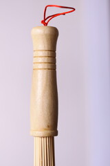 Aufkleber - A close-up view of a pair of wooden knitting needles, ideal for illustrating DIY craft projects or promoting a cozy atmosphere.