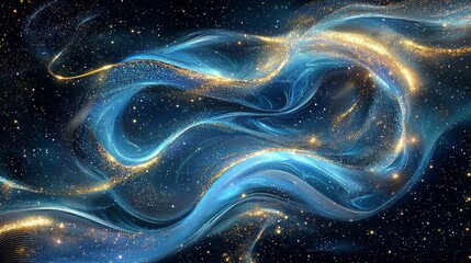 Wall Mural - A blue and gold swirl of light and stars
