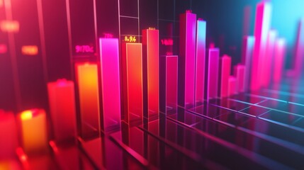Poster - A high-contrast D bar chart illustrating revenue growth, with sharp edges and a glossy finish, drawing attention to the financial performance over time.
