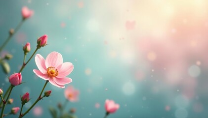 Wall Mural - subtle floral motifs, pastel hues, soft focus, repeating, screen