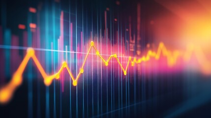 Poster - A sleek financial graph showcasing upward trends in a business context, featuring a bold line chart with dynamic colors against a subtle gradient background.