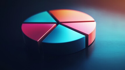 Leinwandbilder - A sophisticated D pie chart with segmented pieces reflecting light, showcasing comparative financial data in a visually striking and informative format.