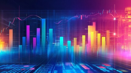 Poster - A visually striking financial graph featuring a combination of bar and line charts, illustrating comprehensive business performance data in an engaging format.