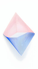 Wall Mural - Abstract pink and blue folded paper art, studio shot, white background, for design projects