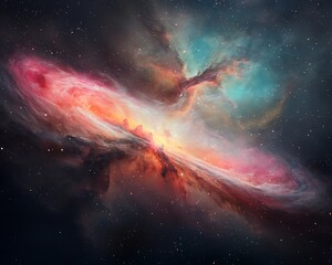 cosmic nebula with stellar dust, and space.