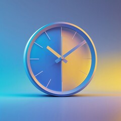 Poster - modern clock design showcasing a blend of blue and yellow hues against a minimalist background