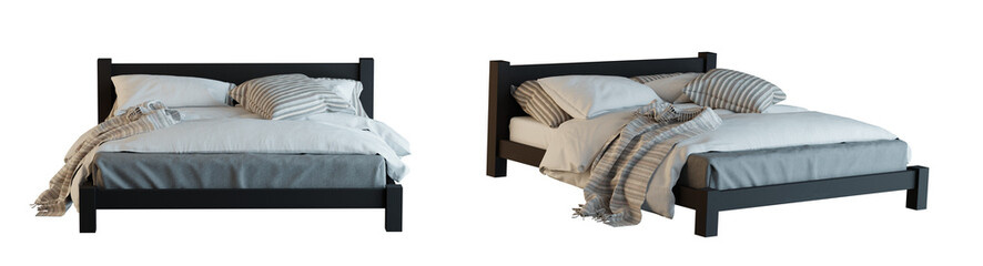 Aufkleber - Bed isolated on transparent background. 3D render.