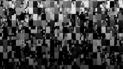 Poster - Abstract Black and White Geometric Pattern of Pixelated Digital Art and Chaotic Shapes