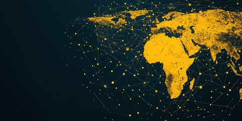 Poster - Global connectivity illustrated with a network map highlighting continents and their relationships