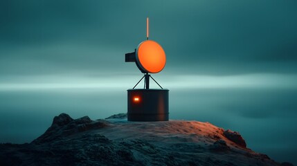 Poster - Powerful and sleek contemporary antenna system exchanging vital information surrounded by a captivating gradient filled sky with cinematic and dramatic lighting
