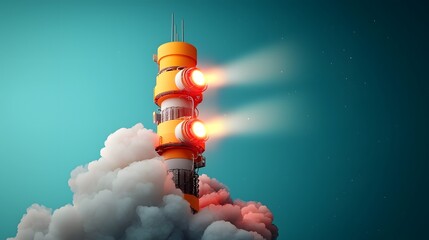 Poster - Retro futuristic antenna tower system emitting signals through a dramatic luminous and prismatic skyscape
