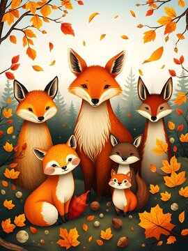 Autumn Forest: High-Detail Animal Illustration