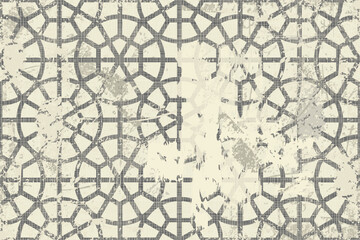 Fototapete - Abstract geometric seamless pattern with an effect of attrition in retro color. Vector shabby geometric carpet. Vintage background for ceramic tile, wallpaper, linoleum, textile, rug, web page
