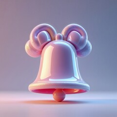 Poster - Vibrant pink bell with playful design resting on a soft surface in a serene atmosphere