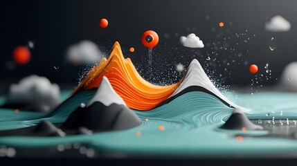 Poster - Captivating topographic visualization showcasing the fluid and dynamic nature of weather patterns and data  Featuring a striking color palette holographic display and futuristic digital art aesthetic