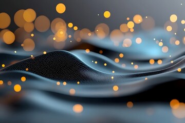 Aufkleber - Captivating abstract image featuring a dynamic wave like pattern of glowing luminous lights and blurred bokeh effects against a dark backdrop