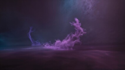 Poster - ethereal swirls of purple and blue fog create a mystical atmosphere in a dark space