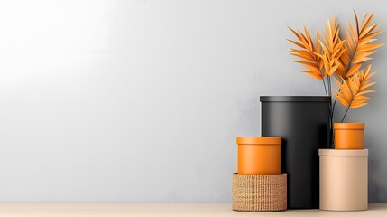 Poster - diverse selection of storage boxes baskets and containers made from cardboard wicker and metal mater