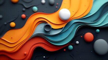 Poster - dynamic topographic landscape visualization depicting weather metrics and data in a vibrant cyberpun
