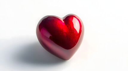 Wall Mural - realistic red heart with shadow on white background