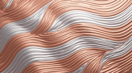 Poster - Textured waves in metallic copper and silver tones create dynamic visual. interplay of colors and patterns evokes sense of elegance and modernity