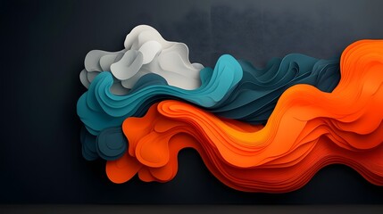 Poster - Flowing dynamic and vibrant fluid topographic data visualization showcasing the real time analytics and information of weather patterns and meteorological conditions  This abstract