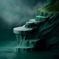 Poster - Flowing Rainfall Data Landscape   Mesmerizing Cinematic Topographic Fluidity and Atmospheric Dynamism  Undulating shifting and ethereal natural environment with details and romantic era influence