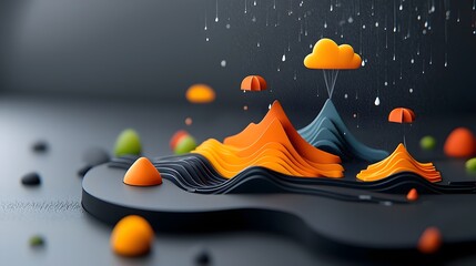 Poster - Flowing rainfall pattern map with fluid topographic data visualization dynamic weather analytics dashboard vibrant color gradients cinematic lighting and modern data visualization style