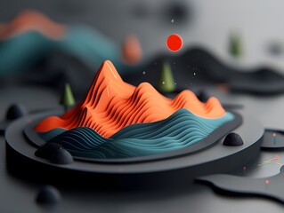 Poster - Fluid rainfall data map with intricate topographic contours created through a generative algorithmic visualization process