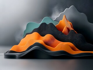 Poster - Fluid Topographic Landscape Intricate Data Visualization of Atmospheric Patterns and Weather Statistics  Cinematic lighting muted color palette
