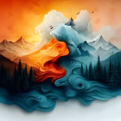 Poster - Fluid Topographic Landscape Visualization with Generative Rainfall Pattern and Data Driven Weather Statistics