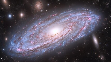 Poster - a grand spiral galaxy with stars dust and celestial bodies