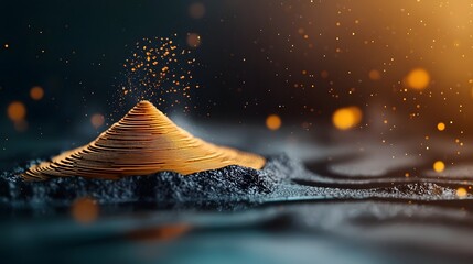 Poster - Hypnotic Rainfall Pattern Map   Fluid Topographic Landscape and Dynamic Data Visualization  Abstract digital art featuring a surreal
