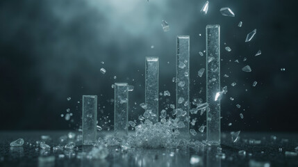 Poster - Crystal bars rising from shattered glass, symbolizing growth and resilience