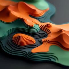 Leinwandbilder - Mesmerizing abstract digital artwork depicting an undulating topographic terrain with real time weather data visualization created with a retrofuturistic style dramatic chiaroscuro lighting