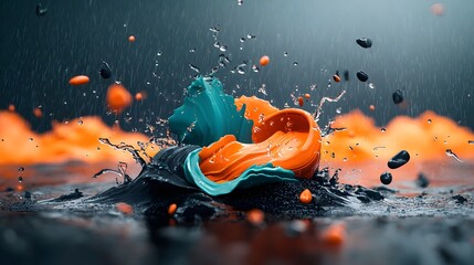 Poster - Mesmerizing abstract digital artwork depicting a fluid topographic landscape with a dynamic visualization of weather data and information  The composition features vibrant