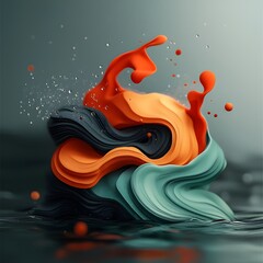 Poster - mesmerizing fluid topographic landscape with dynamic weather patterns and glowing digital art in a c