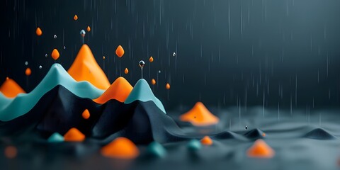 Poster - Mesmerizing fluid topographic terrain visualization depicting a complex network of contours elevations and weather data in a cinematic retrofuturistic style with moody lighting and