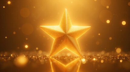 Poster - golden star shines brightly against warm, glowing background, creating magical atmosphere filled with sparkling light
