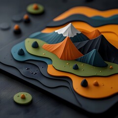 Poster - Mesmerizing topographical data visualization showcasing swirling rainfall patterns and a vibrant thermochromic color palette
