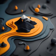 Poster - Mesmerizing topographical data visualization with a dynamic swirling weather map featuring a vibrant thermochromic color palette intricate contour line detailing