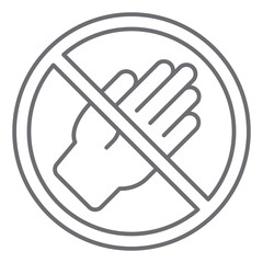 Poster - human palm hand ban thin line icon, prohibited elements concept. vector graphics. hand touch, touchi