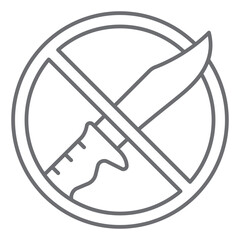 Poster - Knife fight ban thin line icon, prohibited elements concept. Vector graphics. Sharp dagger forbidden sign on white background, outline style icon for mobile or web design.
