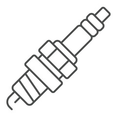 Poster - Spark plug of motor engine thin line icon, car parts concept. Vector graphics. Ignition candle, car part sign on white background, outline style icon for mobile or web design.