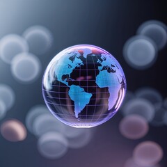 Poster - Floating globe representing global connectivity and technology trends in a modern digital design