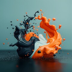 Poster - This striking digital artwork showcases a dynamic  fluid data visualization with a topography and weather analytics mapping  The abstract  complex patterns and swirling