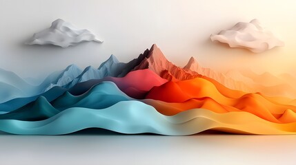 Poster - visualization of a dreamlike fluid topographic landscape with a vibrant gradient color palette reminiscent of Impressionist art and cinematic in its atmosphere