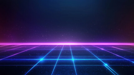 Poster - Futuristic neon grid with holographic glow creates vibrant atmosphere, perfect for digital art and design projects
