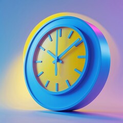 Poster - Colorful 3D clock design with minimalistic style in vibrant gradient background