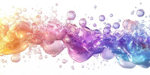 Poster - Colorful bubbles float and merge, creating a vibrant wave in a dynamic display of water and light